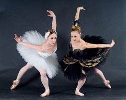 Odette (left) and Odile (right) in Swan Lake. Click to enlarge